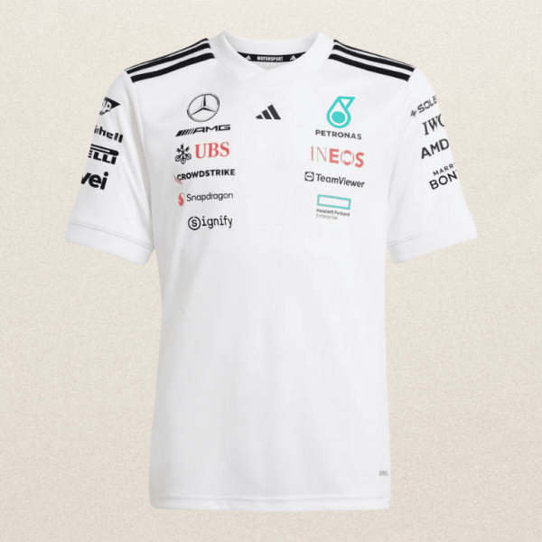 Camiseta Oficial Mercedes-AMG Petronas F1 2024 – Adidas (Blanca)